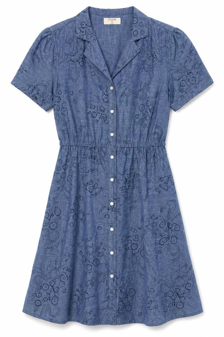 UNTUCKit Georgia Floral Eyelet Short-Sleeve Shirtdress size 6 Preppy Resortwear